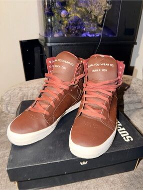 Supra Skytop Burgundy Satin TUF High Top Sneakers Men’s 8.5 Muska 001